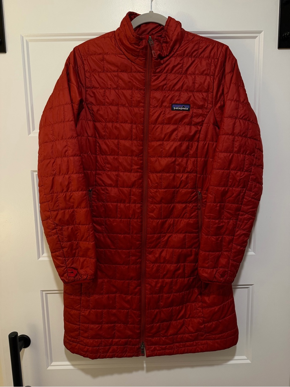 Patagonia Women's Red Quilted Long Nanopuff Jacket
